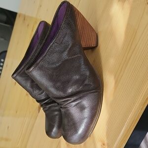 New Blowfish Malibu Brown Leather Heeled Slouch Mule Clogs SZ 8.5